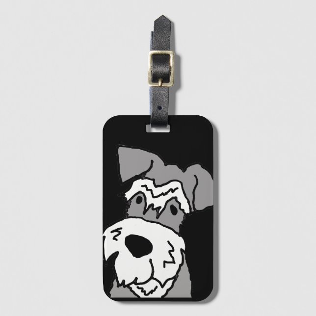 Cute Miniature Schnauzer Dog Cartoon Luggage Tag (Front Vertical)