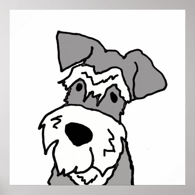 Cute Miniature Schnauzer Dog Cartoon Poster (Front)
