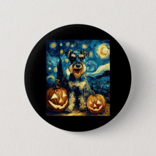 Cute Miniature Schnauzer Dog Halloween Jack O Lant 6 Cm Round Badge
