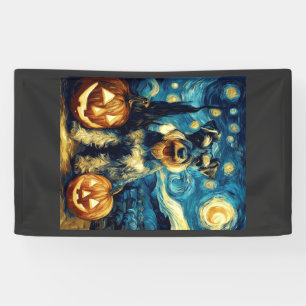Cute Miniature Schnauzer Dog Halloween Jack O Lant Banner