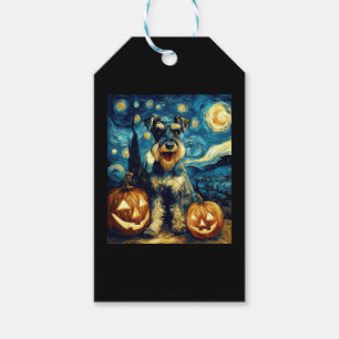 Cute Miniature Schnauzer Dog Halloween Jack O Lant Gift Tags