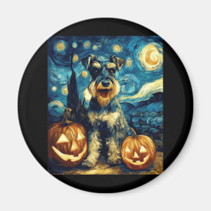 Cute Miniature Schnauzer Dog Halloween Jack O Lant Magnet
