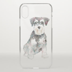 Cute Miniature Schnauzer Dog Illustration iPhone X Case