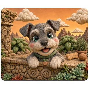 Cute Miniature Schnauzer Puppy, Baby Dog Mouse Pad