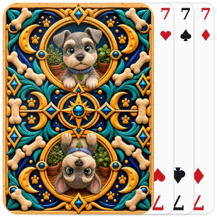 Cute Miniature Schnauzer Puppy, Baby Dog Playing Cards