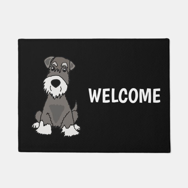 Cute Miniature Schnauzer Puppy Dog Art Doormat (Front)