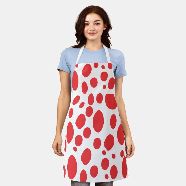 Cute Minimal Abstract Dot Pattern Kitchen Apron (Worn)