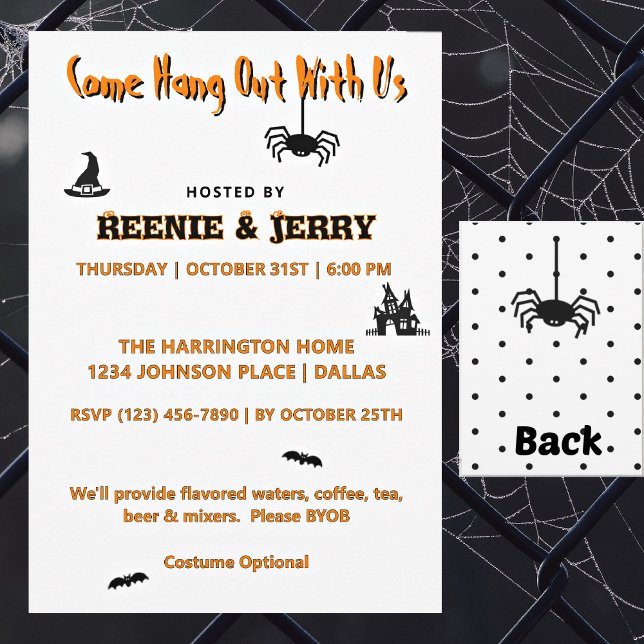 Cute Minimal Black & Orange Halloween Party Invitation (Creator Uploaded)