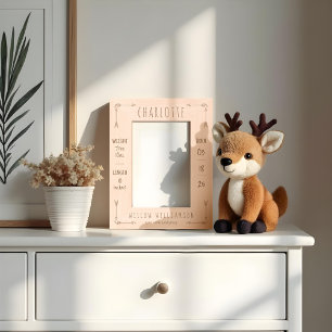 Cute Minimal Boho Arrows Newborn Baby Birth Stats Etched Frames