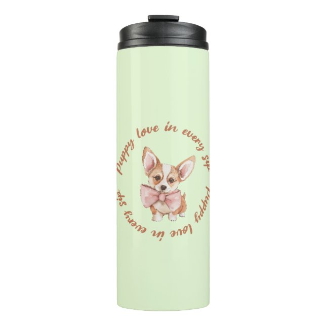  Cute Minimal Dog Lover Thermal Tumbler (Front)