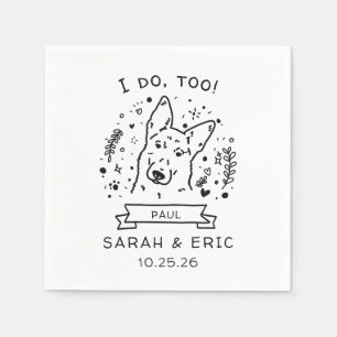 Cute Minimal Doodle German Sherpherd Dog Wedding Napkin