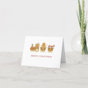 Cute Minimal Gingerbread Train Christmas Holiday Card