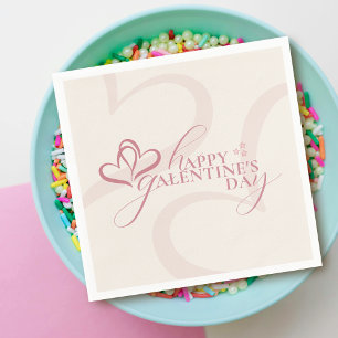 Cute Minimal Modern Pink Cream Script Galentine's Napkin