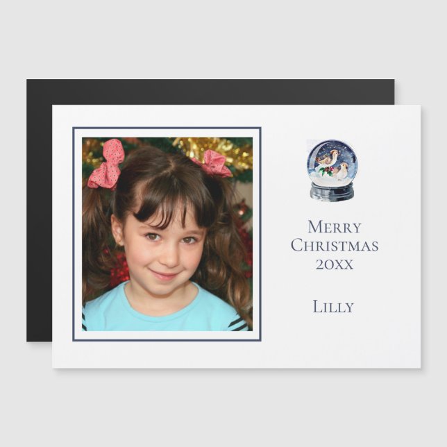 Cute Minimal One Photo Christmas Snow Globe (Front/Back)