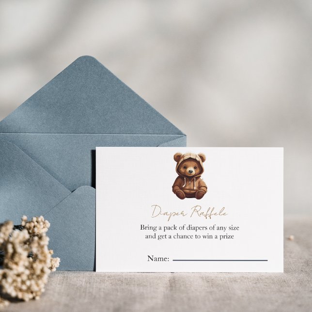 Cute Minimal Photo Bear-y  baby  diaper raffle Invitation (Creator Uploaded)