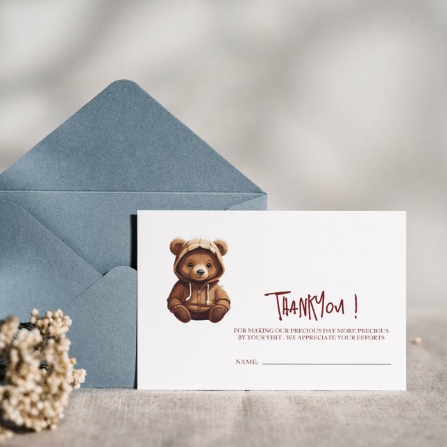 Cute Minimal Photo Bear-y baby thankyou card  (Creator Uploaded)