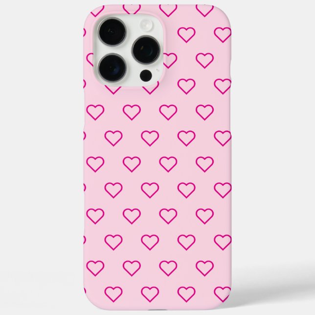 Cute Minimal Pink Heart Pattern Trendy Case-Mate iPhone Case (Back)