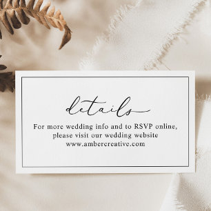 Cute Minimal Wedding Website Details Card