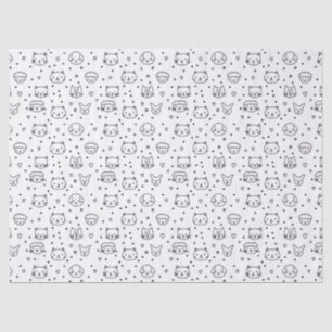 Cute Minimalist Animal Faces Doodle Tissue Paper