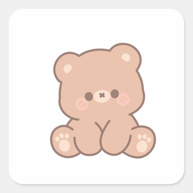 Cute Minimalist Bear Gift & Envelope Sticker  (Front)