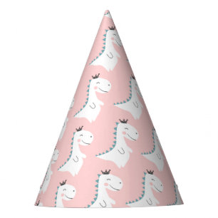 Cute Minimalist Blush Pink Dino Dinosaur Birthday Party Hat