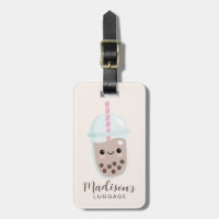 Cute Minimalist Boba Bubble Tea Luggage Tag