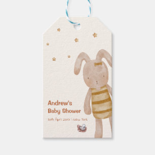Cute Minimalist Boho Bunny Toy Baby Shower Gift Tags