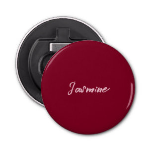 Cute Minimalist Burgundy Red Calligraphy Own Name Bottle Opener