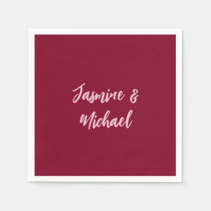 Cute Minimalist Burgundy Red Calligraphy Own Name Napkin