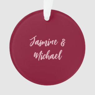 Cute Minimalist Burgundy Red Calligraphy Own Name Ornament