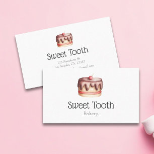 Cute Minimalist Cake Bakery Illustrated Business Card
