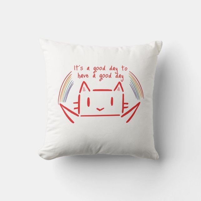 Cute Minimalist Cat Illustration  Cushion (Front)