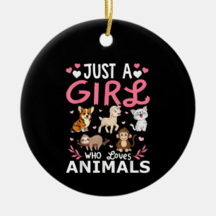 Cute Minimalist Cat Illustration Funny Pet Lover  Ceramic Ornament