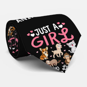 Cute Minimalist Cat Illustration Funny Pet Lover Tie