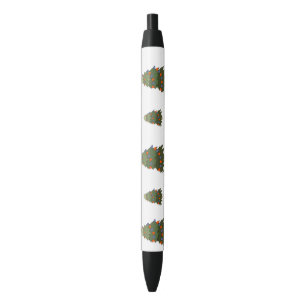 Cute Minimalist Christmas and New Year Happy Black Ink Pen