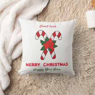 Cute Minimalist Christmas and New Year Happy Cushion