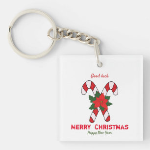 Cute Minimalist Christmas and New Year Happy    Key Ring