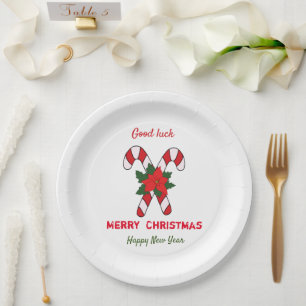 Cute Minimalist Christmas and New Year Happy       Paper Plate