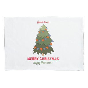 Cute Minimalist Christmas and New Year Happy Pillowcase