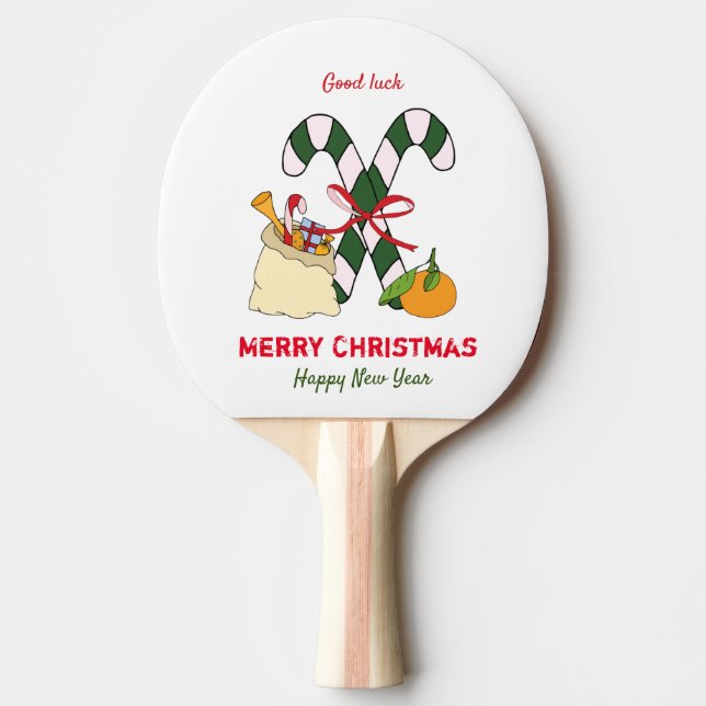 Cute Minimalist Christmas and New Year Happy   Ping Pong Paddle (Front)