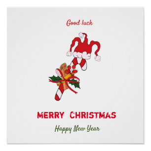 Cute Minimalist Christmas and New Year Happy Poster