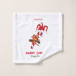 Cute Minimalist Christmas and New Year Happy Wash Cloth