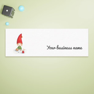 Cute Minimalist Christmas Elf Making Toys  Mini Business Card