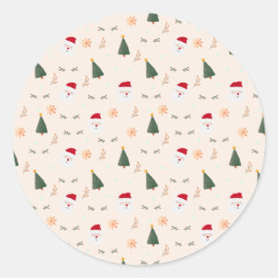 Cute Minimalist Christmas Pattern Classic Round Sticker