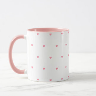 Cute Minimalist Coffee Mug Tiny Pink Hearts Girly