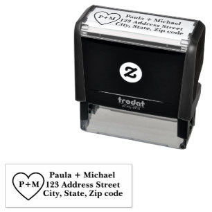Cute Minimalist Couple Addressed Initial Heart Self-inking Stamp