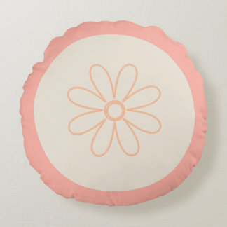 Cute Minimalist Daisies and Modern Stripes Round Cushion