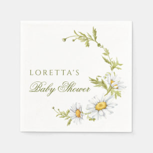 Cute Minimalist Daisies Floral Baby Shower  Napkin