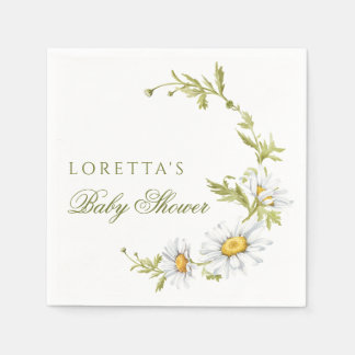 Cute Minimalist Daisies Floral Baby Shower  Napkin