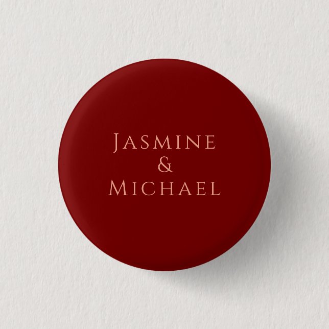 Cute Minimalist Deep Red & Peach Own Name 3 Cm Round Badge (Front)